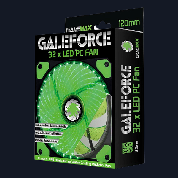 Cooler Para Gabinete Gamemax GMX-GF12G, 32 LED Verde 120mm
