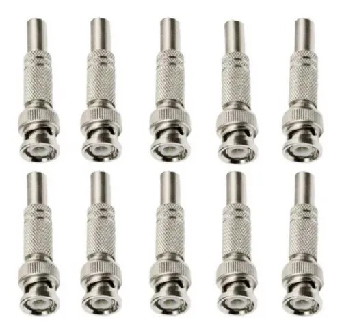 Kit com 10 Conectores Bnc Macho Mola com Parafuso 4mm Para Câmera E Cabo de Cftv