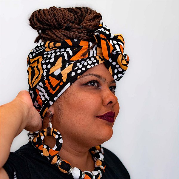 Turbante em tecido africano (capulana)