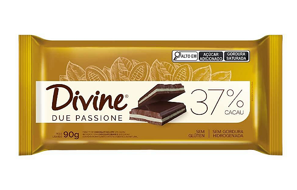 Due Passione Chocolate ao Leite Recheado com Chocolate Branco 90g - Divine