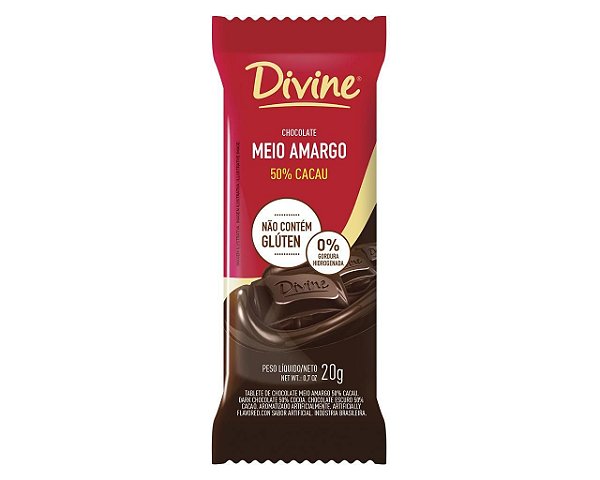 Chocolate Meio Amargo 20g - Divine - Merceliacasp