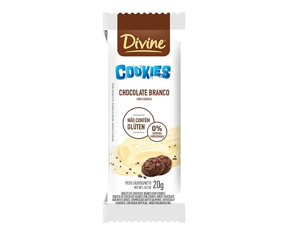 Chocolate Branco com Cookies 20g - Divine