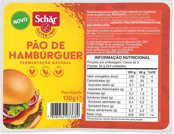 Pão de Hambúrguer 130g - Schar