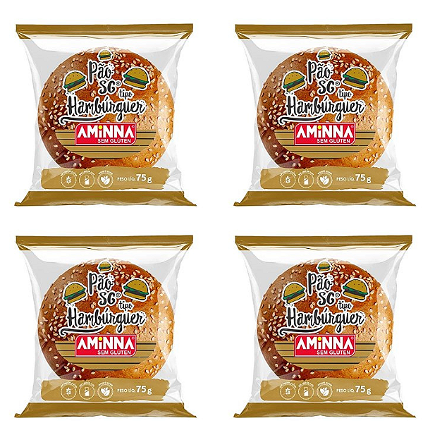 Combo Pão de Hambúrguer 75g - Aminna - Validade 12/11/25