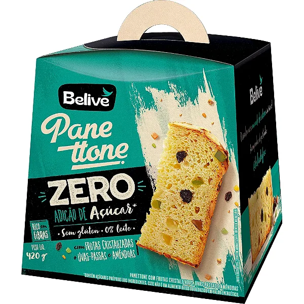 Panetone Frutas Cristalizadas Sem Glúten Zero Açúcar Zero Lactose 420g - Belive