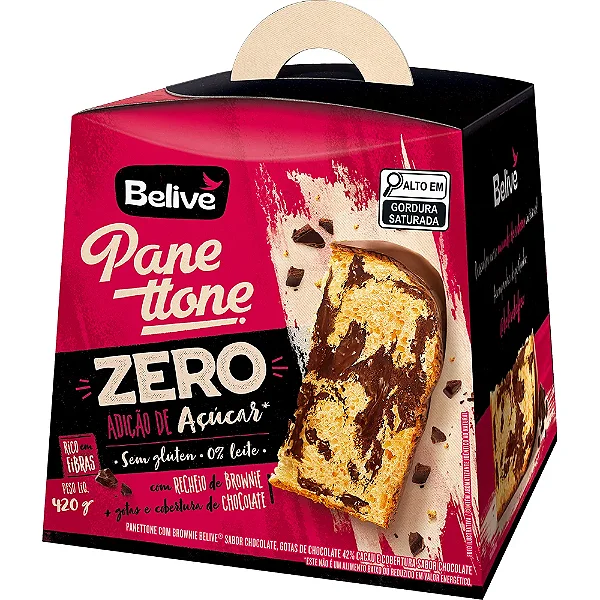 Panetone Chocolate Sem Glúten Zero Açúcar Zero Lactose 420g - Belive