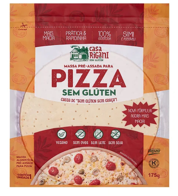 Massa de Pizza Sem Glúten 175g - Casa Rigani