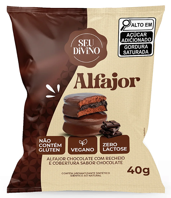 Alfajor Chocolate com Recheio e Cobertura de Chocolate 40g - Seu Divino