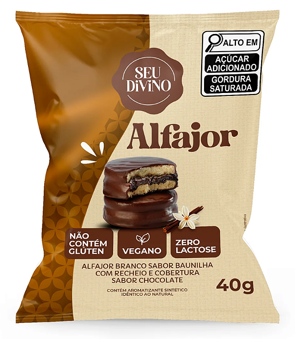Alfajor Branco Baunilha com Recheio e Cobertura de Chocolate 40g - Seu Divino