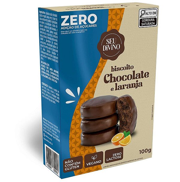 Biscoito de Chocolate com Laranja Zero Açúcar 100g - Seu Divino
