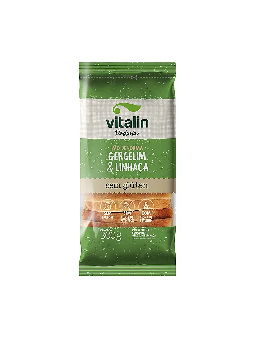 Pão de Forma Gergelim e Linhaça 300g - Vitalin