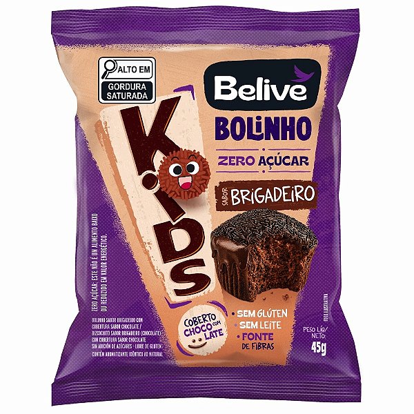 Bolinho Kids Brigadeiro Zero Açúcar 45g - Belive - Validade 03/12/26