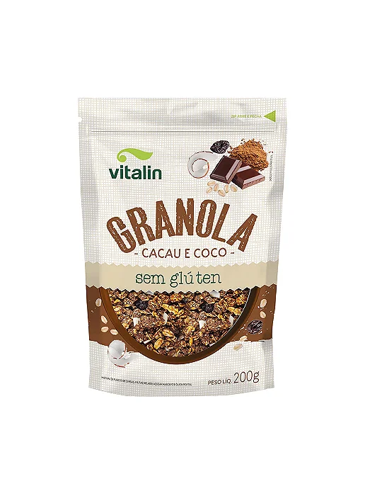 Granola Cacau e Coco 200g - Vitalin - Validade 20/12/26