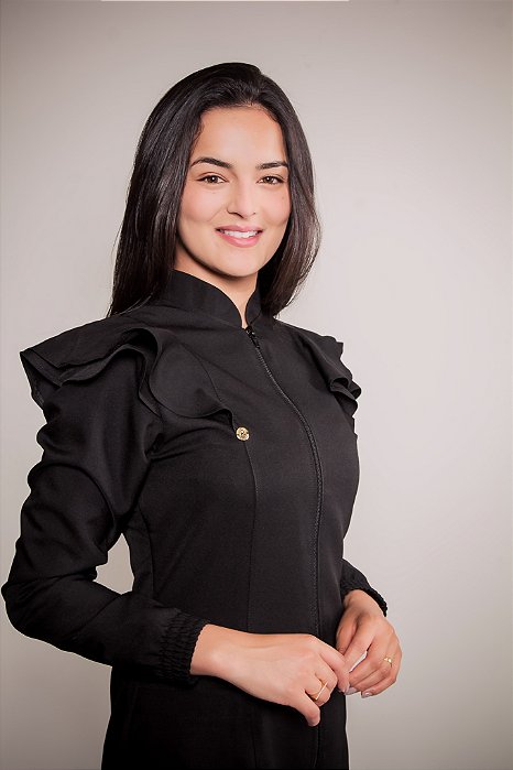 Jaleco Dafne manga longa - Preto