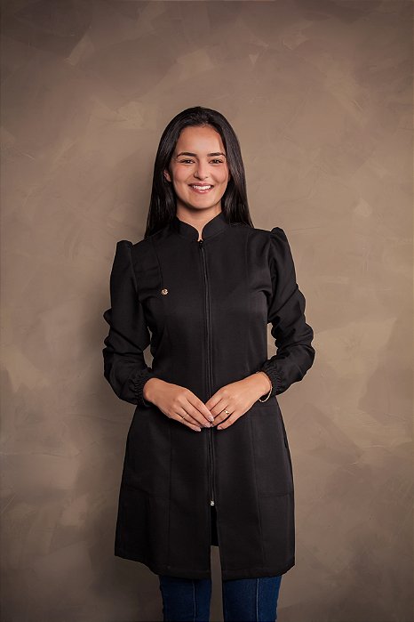 Jaleco Gabrielly manga longa - Preto