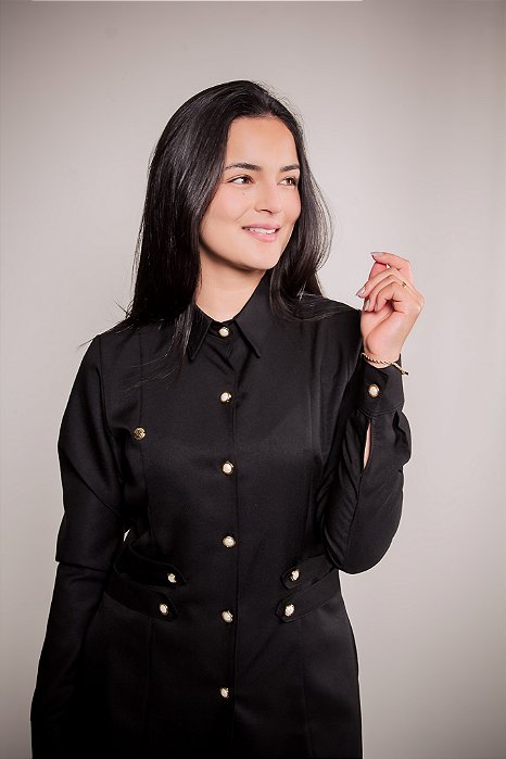 Jaleco Jhenifer manga longa - Preto