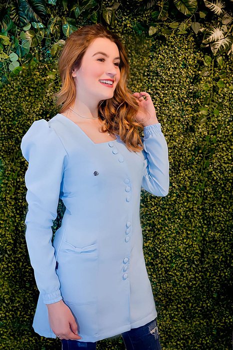 Jaleco Emilli manga longa - Azul Bebê