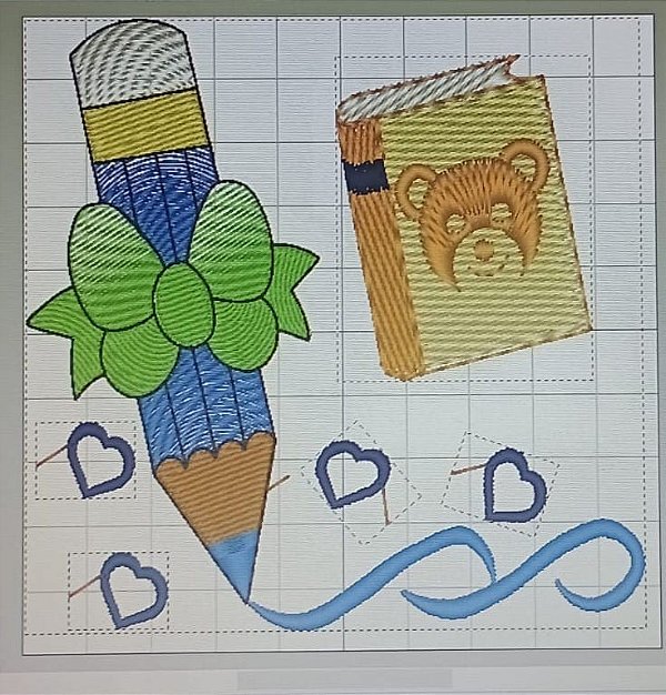 Bordado lapis + livro