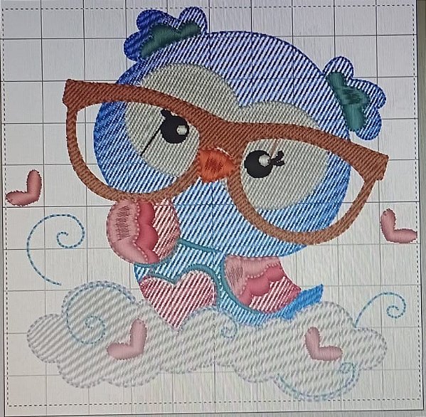 Bordado CORUJA NA NUVEM