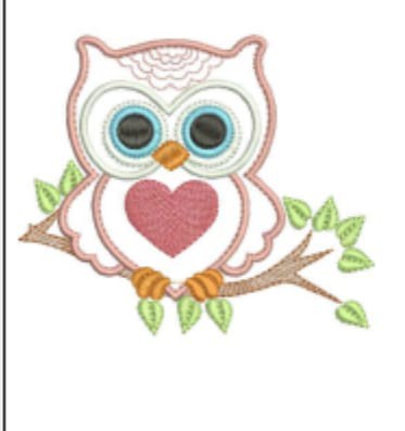 Bordado CORUJA COM CORAÇÃO