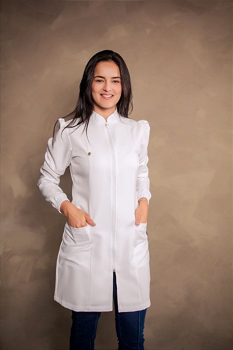 Jaleco Gabrielly manga longa - Branco