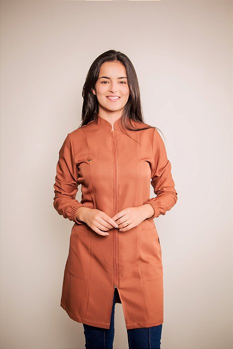 Jaleco Universitário Feminino manga longa - Marron