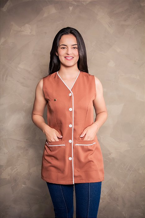 Jaleco Alice - Marron com Branco