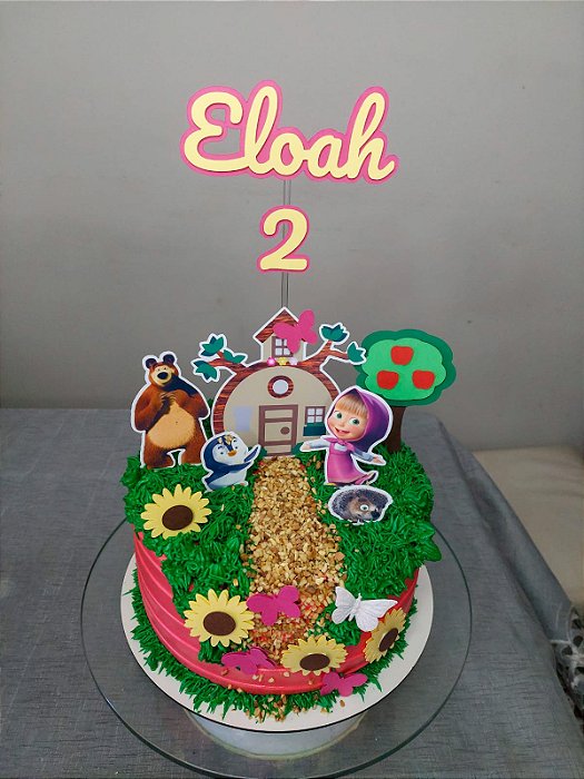 Topo de Bolo Masha e o Urso