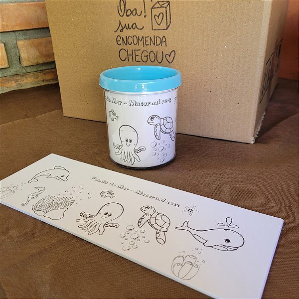 Caneca Acrílica com Arte para Colorir