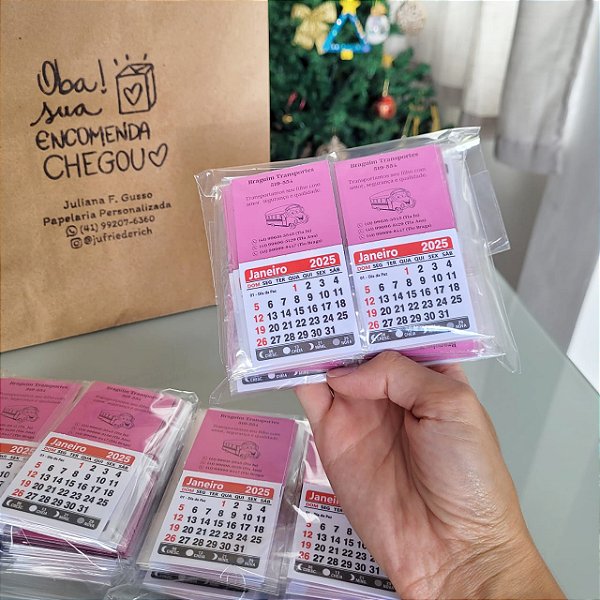 Mini calendário ímã de geladeira (50un)