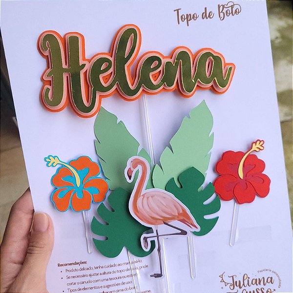 Topo de Bolo Flamingo