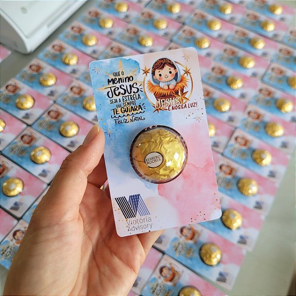Cartão Blister com Ferrero Rocher Lembrancinha de Natal