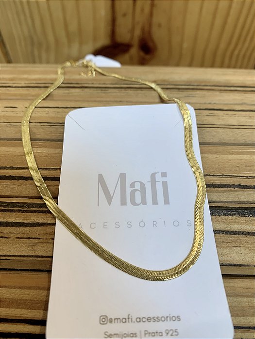 Colar choker fita laminada 3mm Semijoia