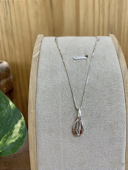 Colar pingente búzios concha Prata 925