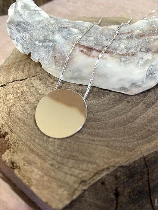 Colar chapa lisa 2cm Prata 925