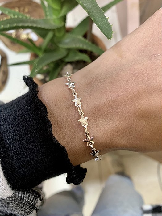 Pulseira estrela com vinco Prata 925