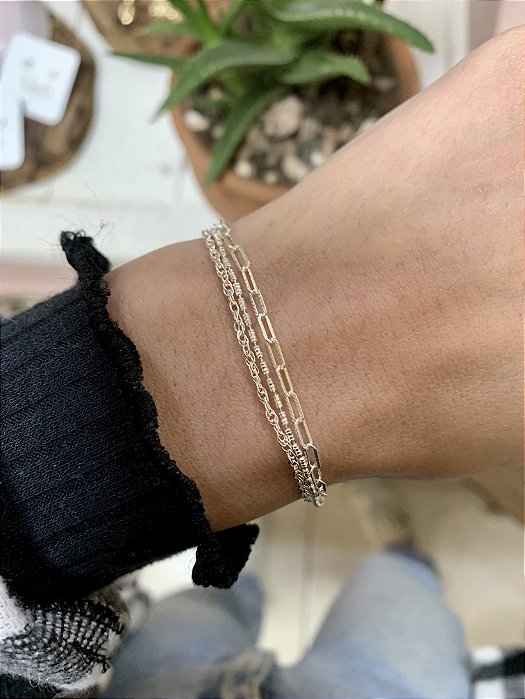 Pulseira mix de cordões Prata 925