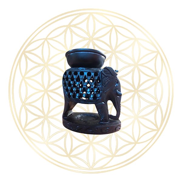 Difusor Rechaud Aromatizador de Pedra Sabão Elefante Preto