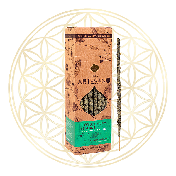 Incenso Sagrada Madre Linha Artesano Flor de Champa e Chá Verde 30 varetas