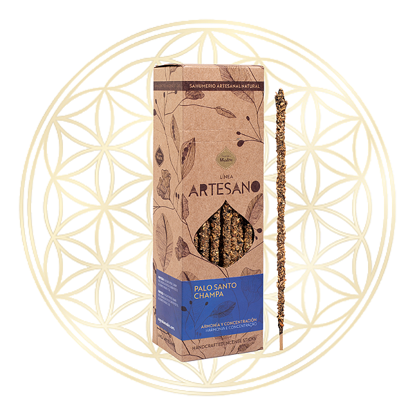 Incenso Sagrada Madre Linha Artesano Palo Santo e Champa 30 varetas