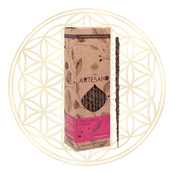 Incenso Sagrada Madre Linha Artesano Palo Santo e Rosas 30 varetas