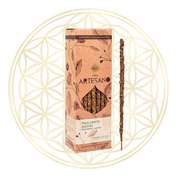 Incenso Sagrada Madre Linha Artesano Palo Santo e Jasmim 30 varetas