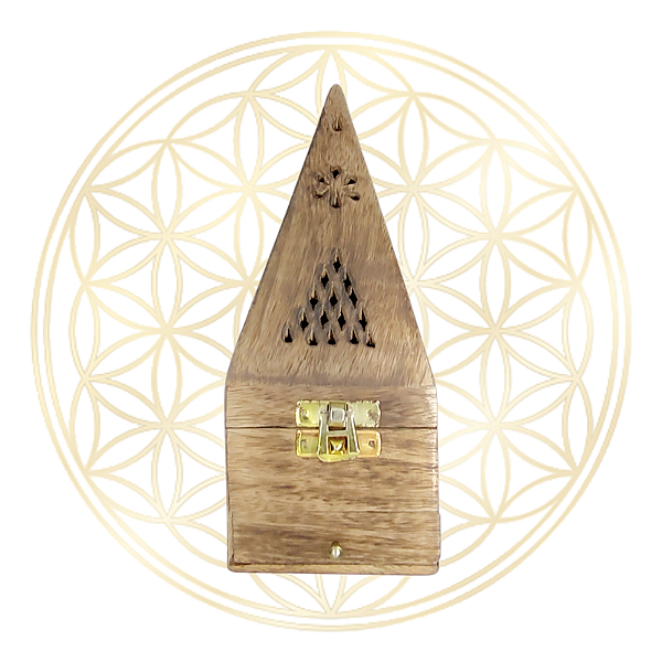 Incensário de Mesa Pirâmide Artesanal em Madeira - Torre