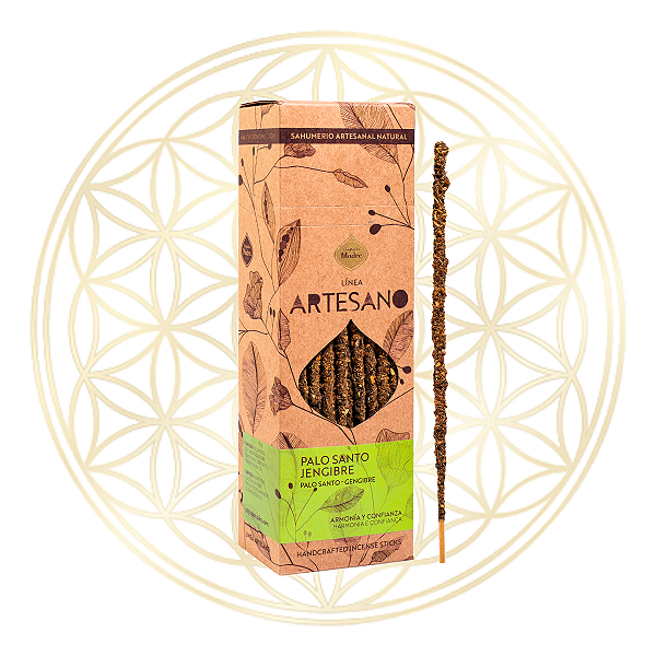 Incenso Sagrada Madre Linha Artesano Palo Santo e Gengibre 30 varetas