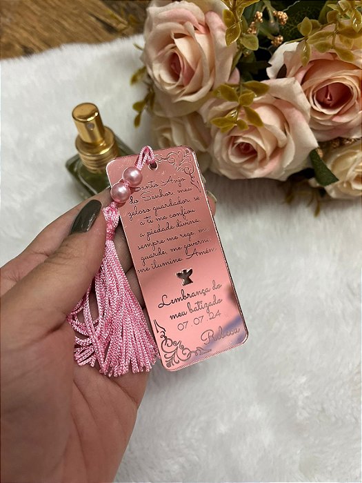 Marca Página de Batizado com Oração Anjo da guarda – Lembrancinha Religiosa (Kit 10 un)