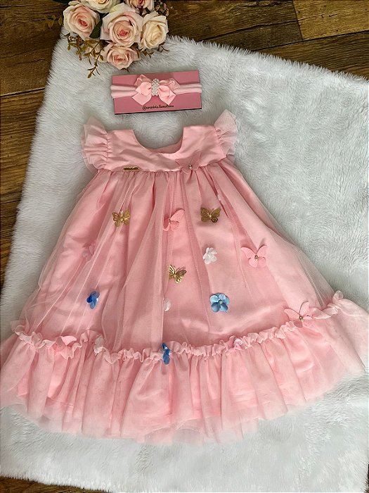 Vestido Jardim Encantado Bata Rosa