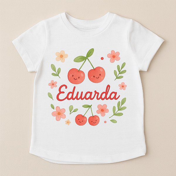 Camiseta Infantil Cerejinha Aquarela