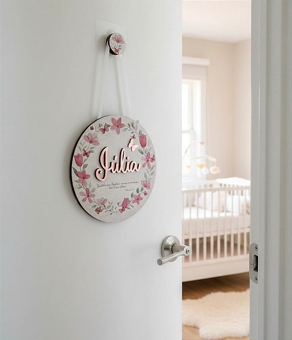 Porta Maternidade Floral Personalizado MDF 20cm