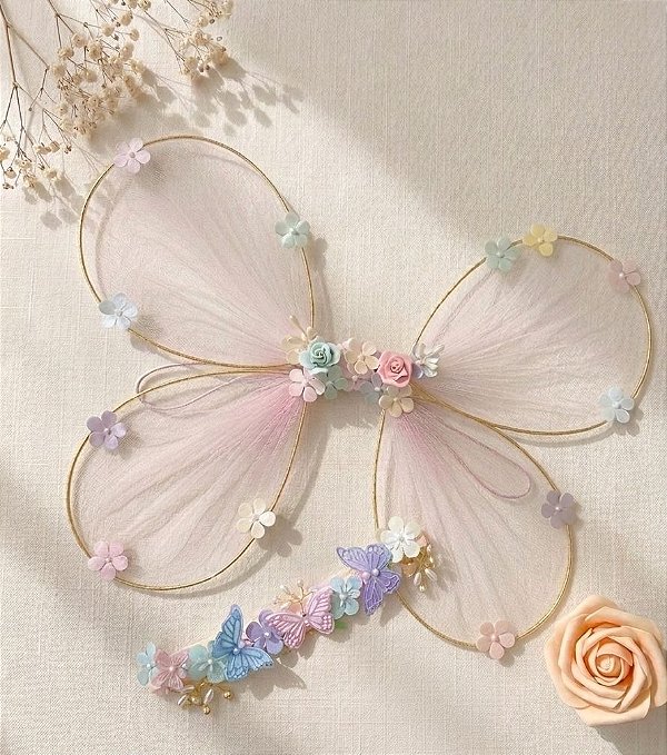 kit Jardim Encantado - Asas de Borboleta + Headband Cetim