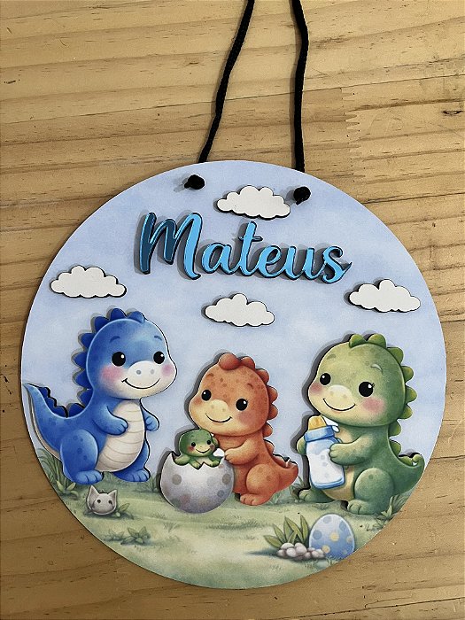Porta Maternidade Dinossauro com Nome em Acrílico